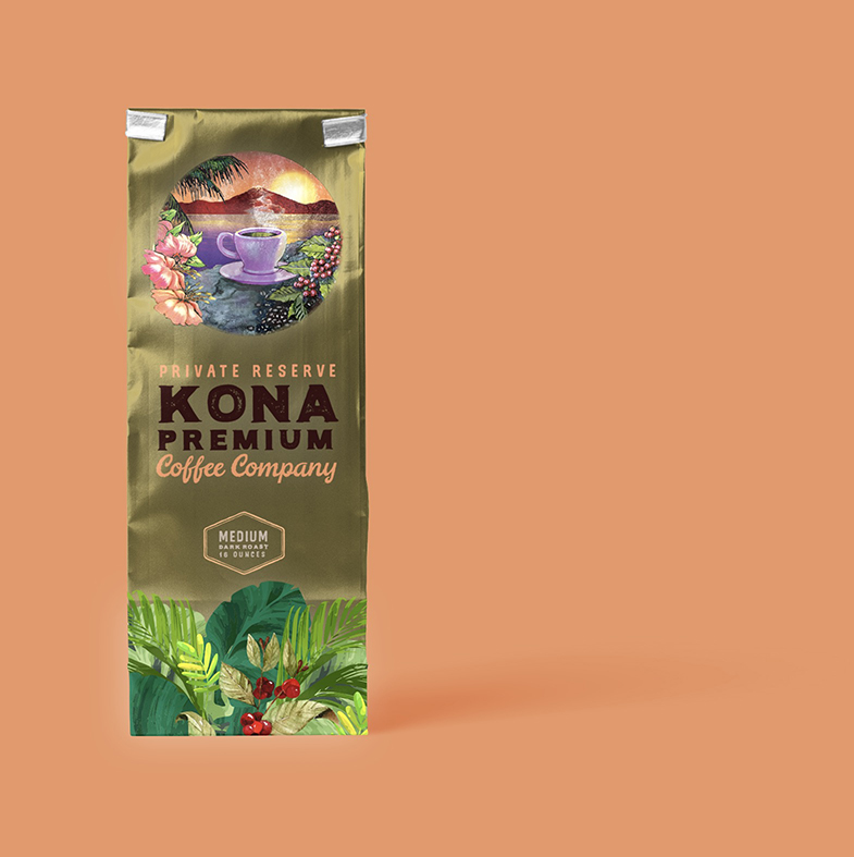 Custom design for Kona Coffee Bag 
