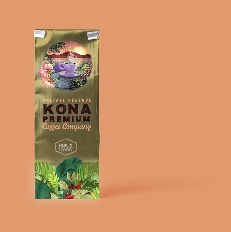 Kona Coffee Custom design for Kona Coffee Bag