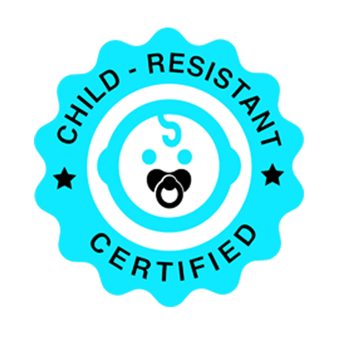 CRC symbol ASTM certification symbol for child resistant packaging