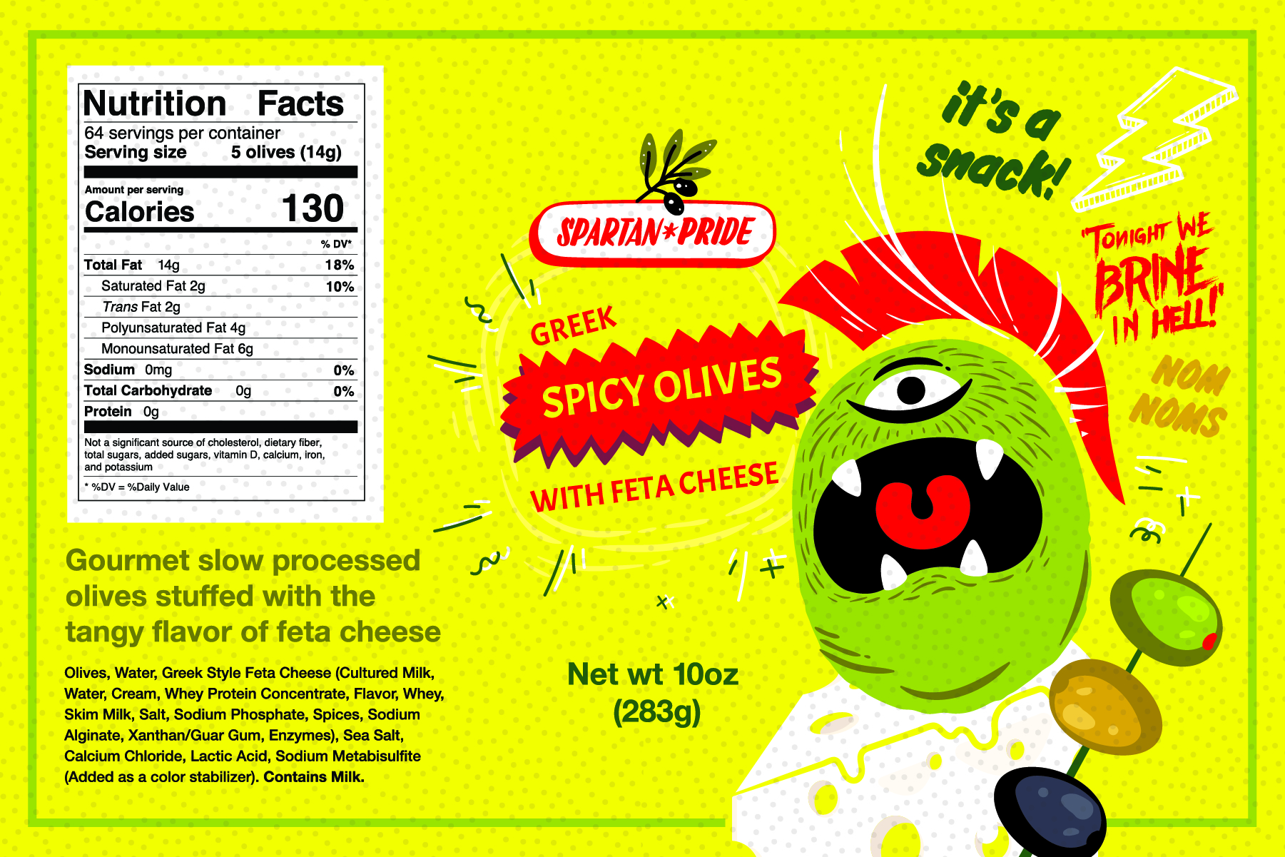 Olive label design food label nutrition panel