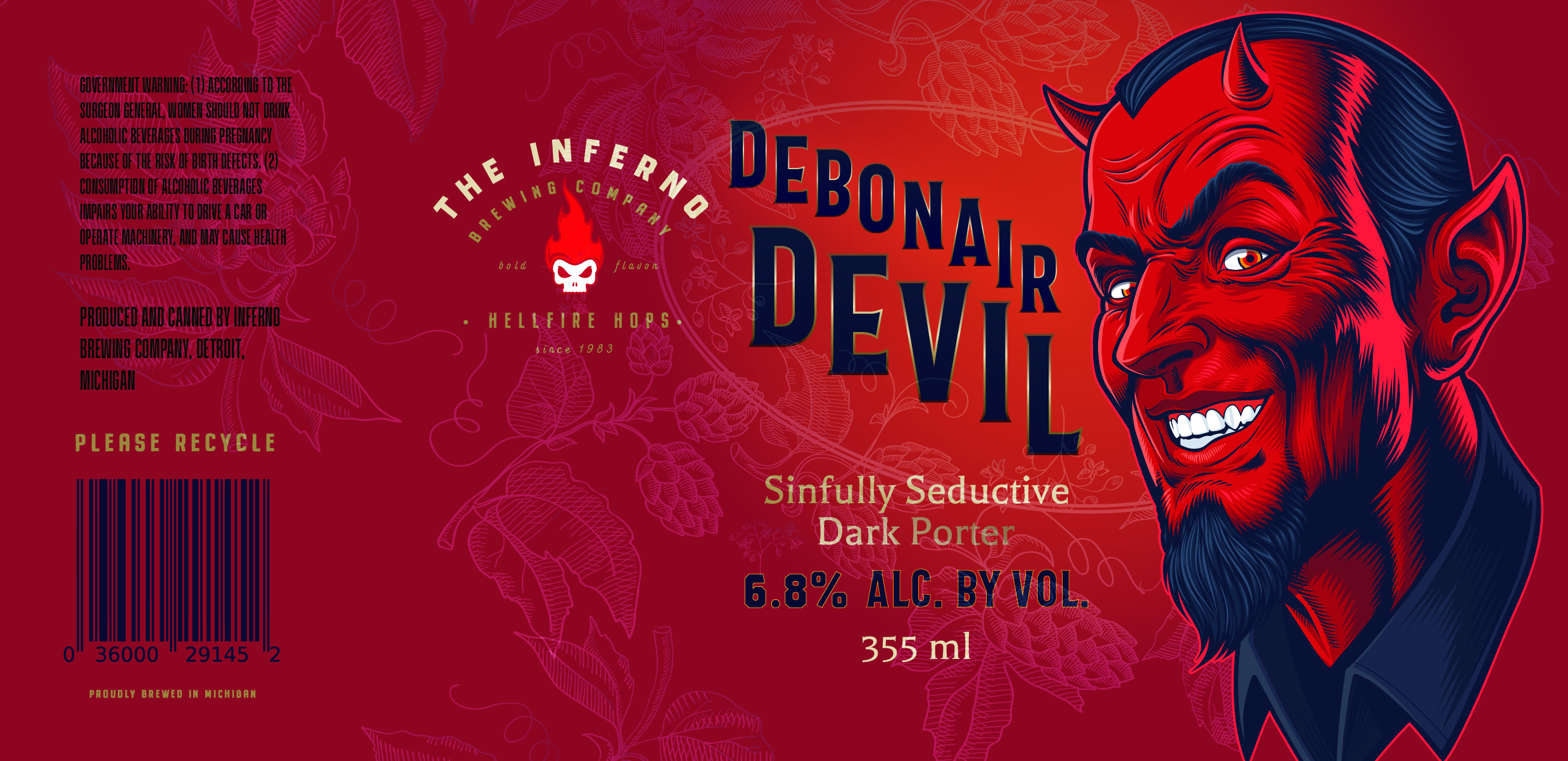 Beer can label design stout dark and elegant flourishes