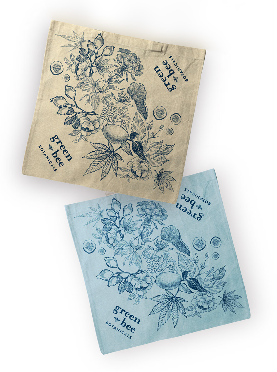 Green-Bee-Botanicals-bandanas Custom designed cotton bandana company swag