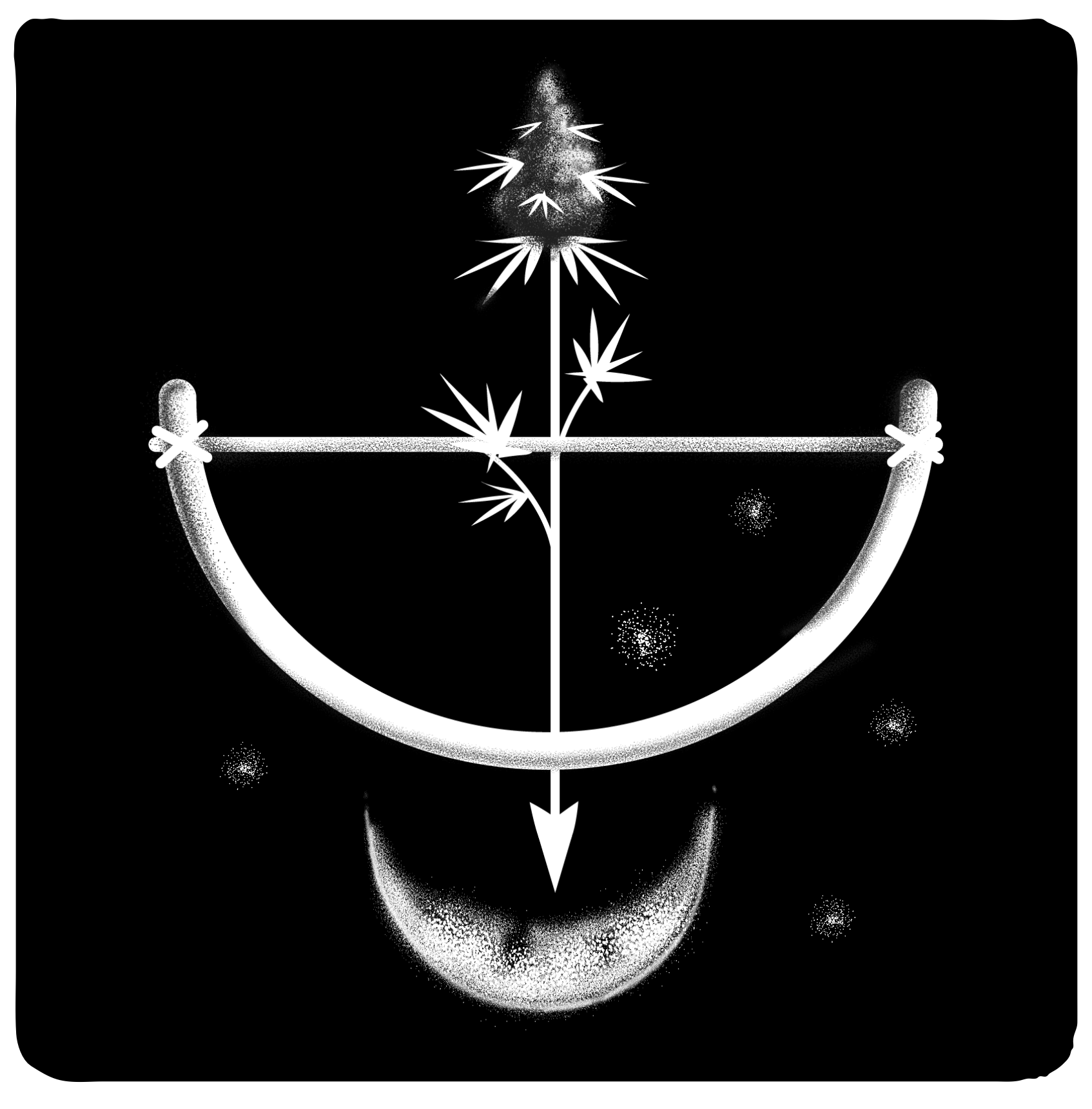Cannabis plant arrowhead illustration