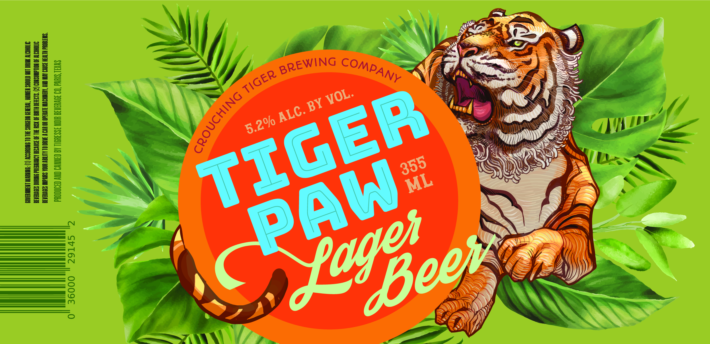 Design for beer can label for summer light lager beer 