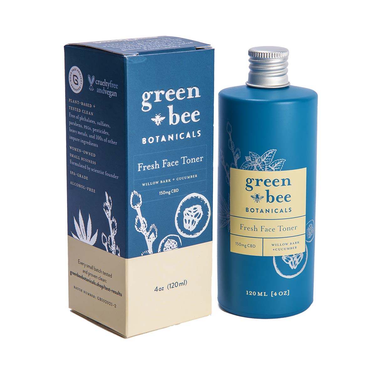 green bee botanicals fresh face toner Custom design for box with digital foil design