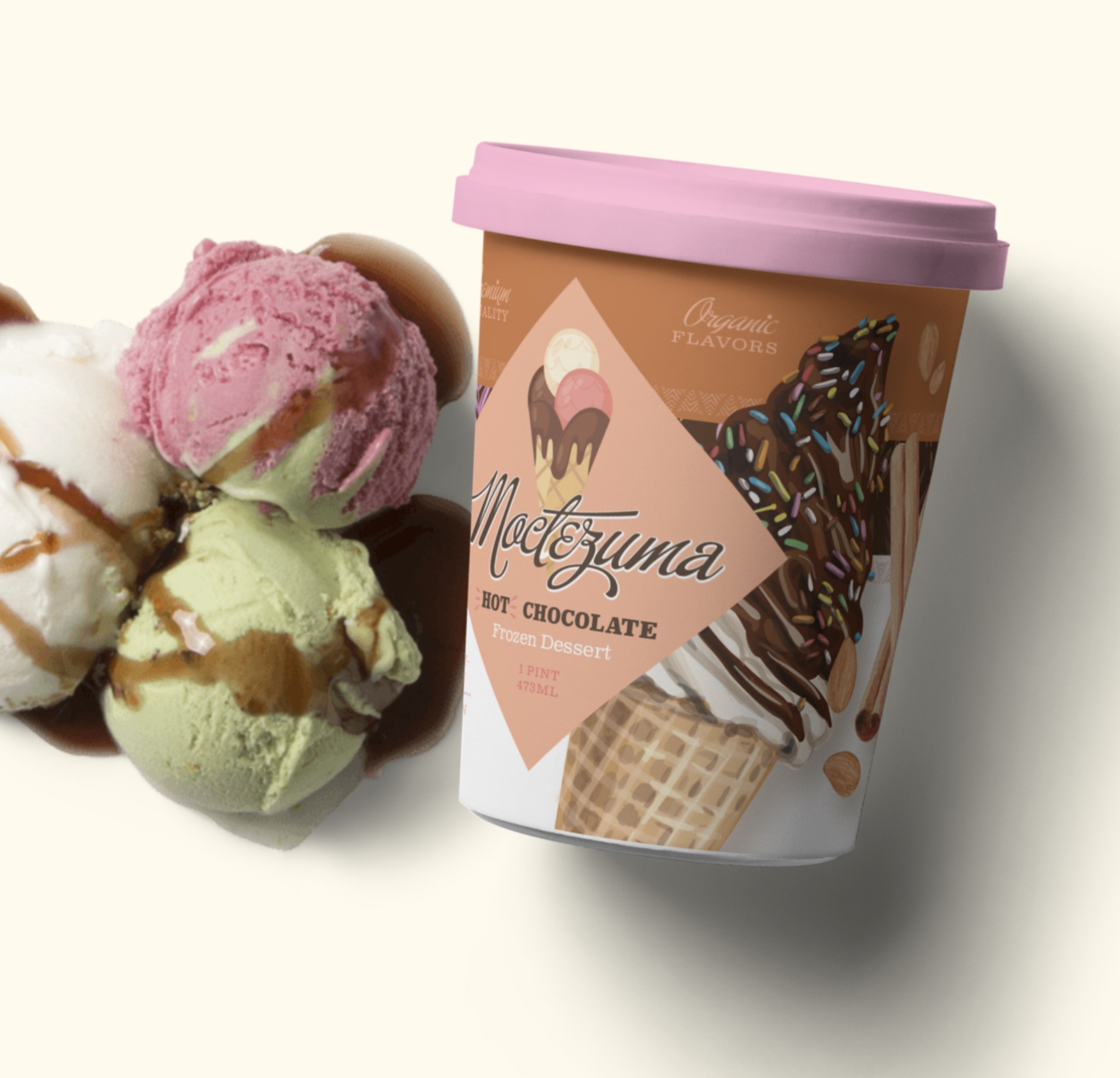 icecream packaging design ice cream parlor style with sprinkles Custom branded Ice Cream packaging design